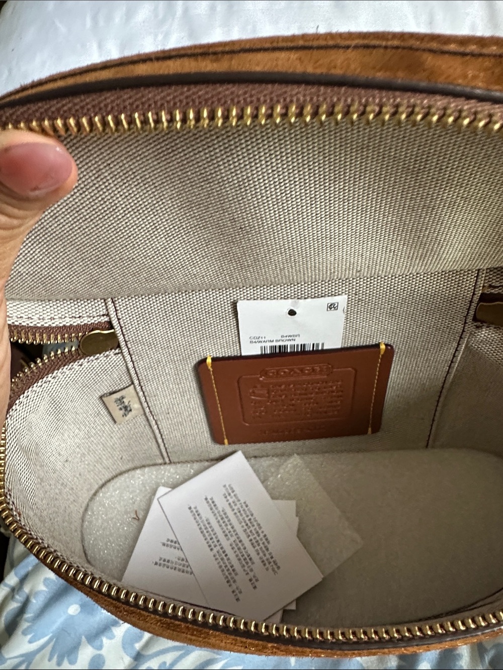 COACH Suede Top Handle Trail Bag - Warm Brown - Picture 4 of 10